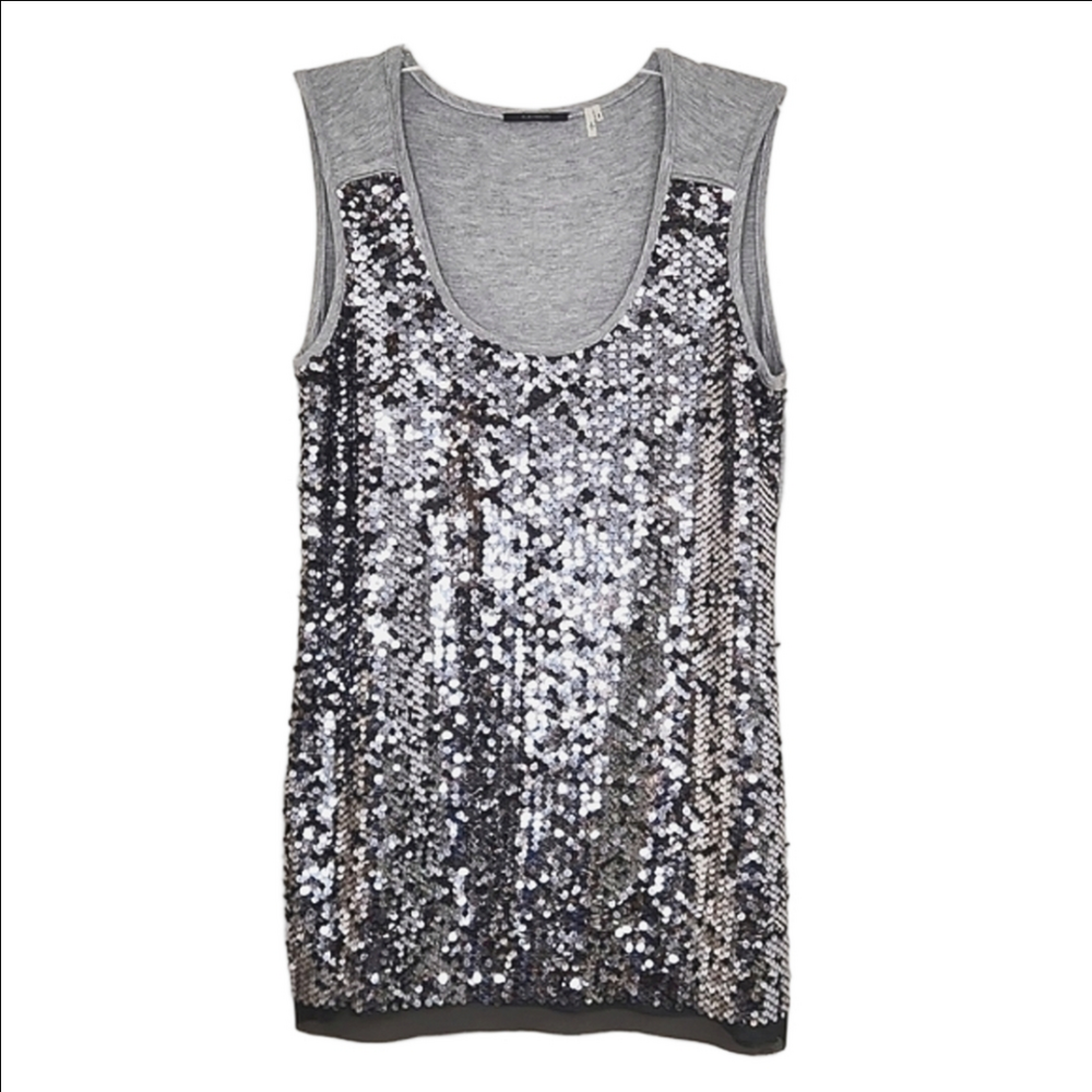 Elie Tahari Grey/Silver Sequin Tunic, Size S ~ EUC